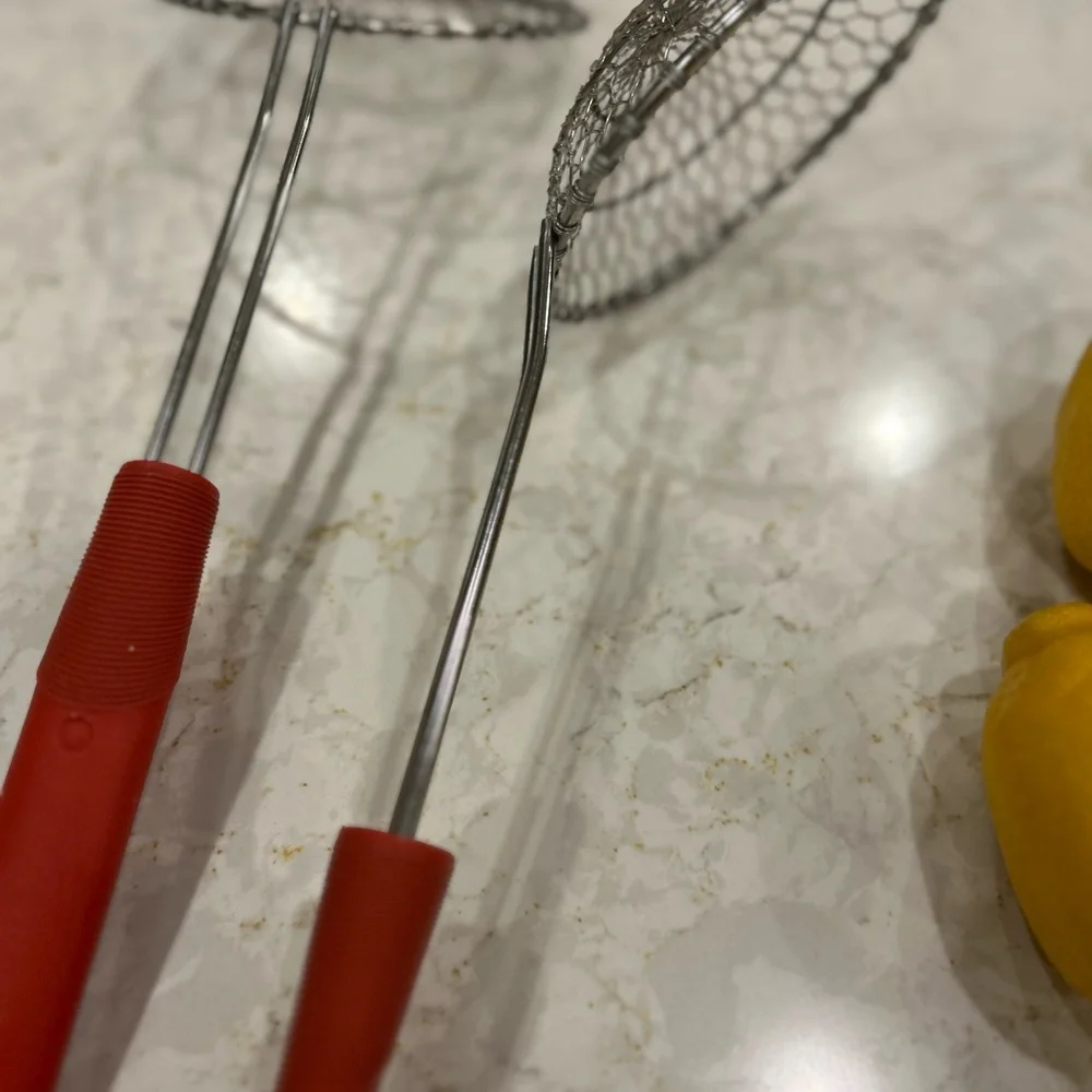 2 Stainless Steel restaurant quality Deep Frying Ladles Professional rust proof